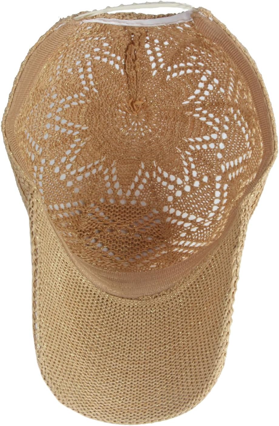 FASHIXD Gorra de béisbol de malla tejida para mujer, de hilo de ver...