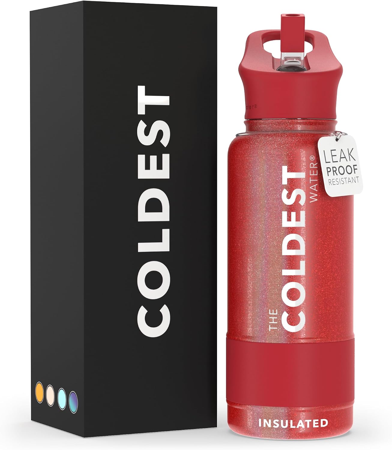 Coldest - Botella para agua con tapa que incluye pajilla, térmica y...