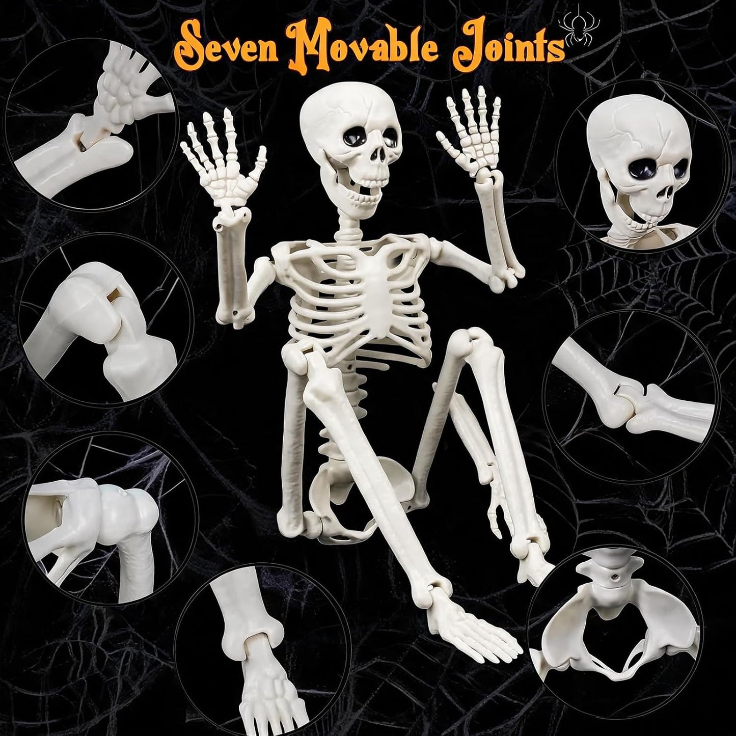 UZYZMS Decoración de Halloween de esqueleto humano y perro de 3.1 p...