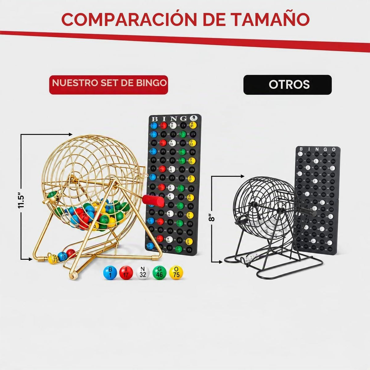 MR CHIPS Juego de bingo profesional de 11 pulgadas de alto con jaul...