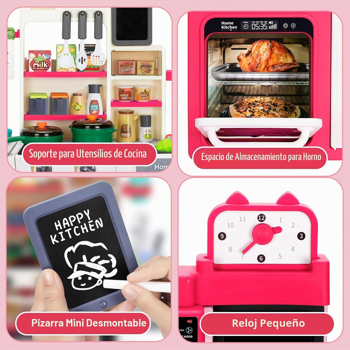 Juego de Cocina Rojo para Niños, Set de Cocina para Niños Pequeños...