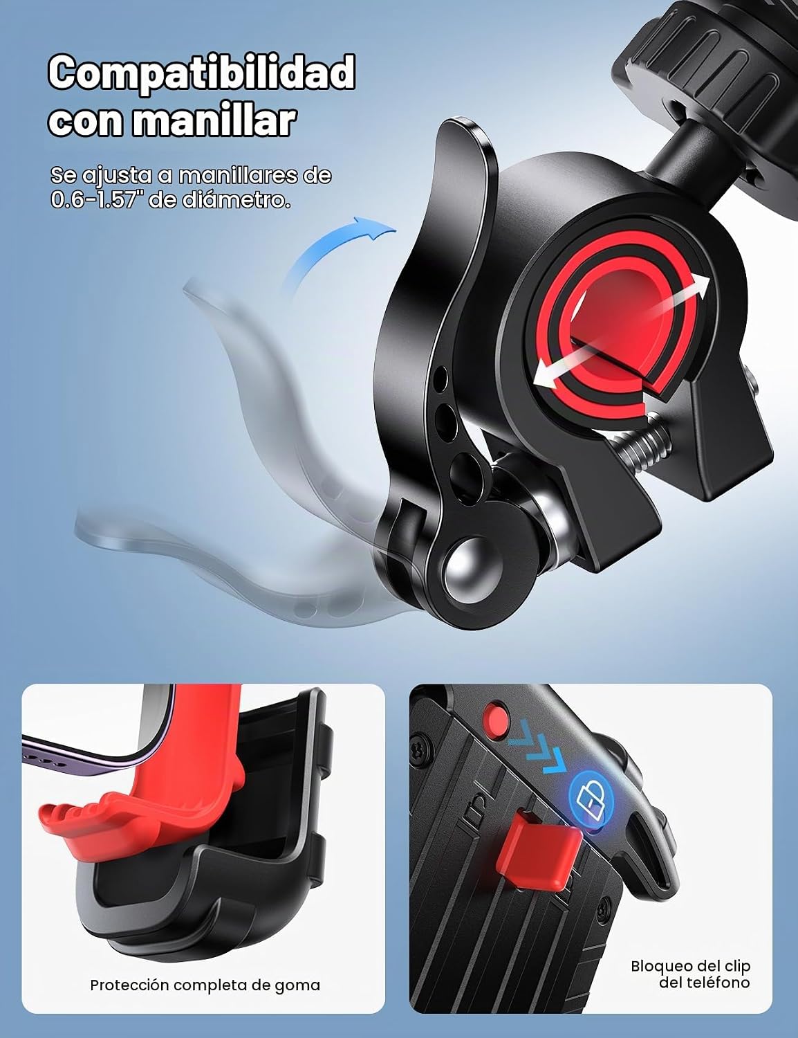 Lamicall Soporte para teléfono de bicicleta, soporte de teléfono pa...
