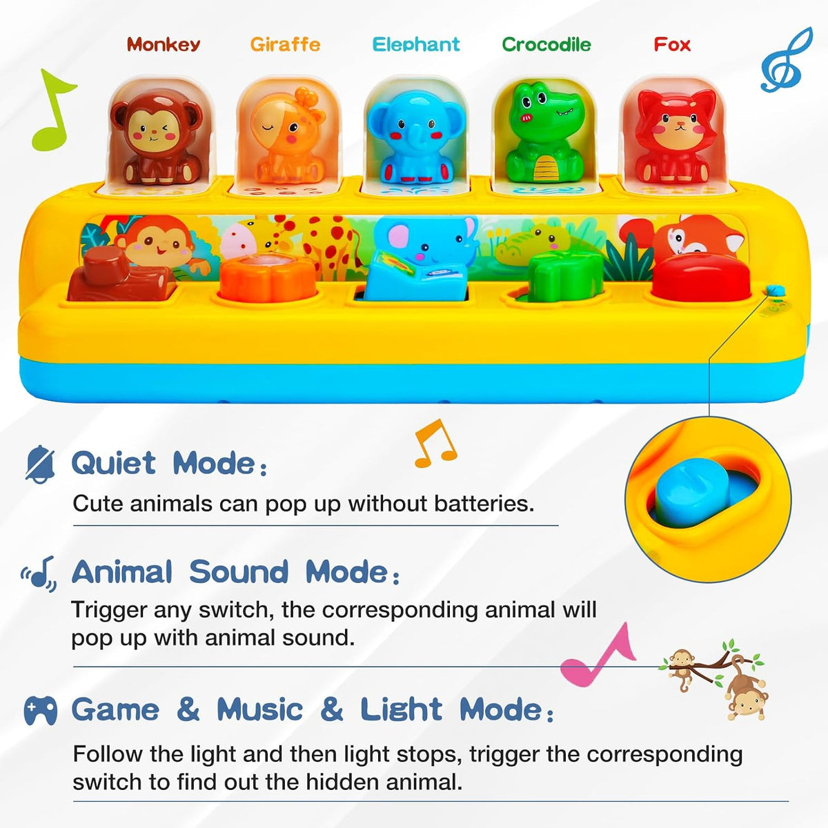 Juguetes Pop Up para bebés con música y luz Montessori Juguetes par...