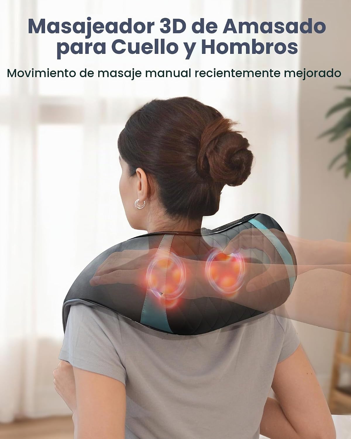 COMFIER Masajeador de cuello inalámbrico con calor, masajeador de e...