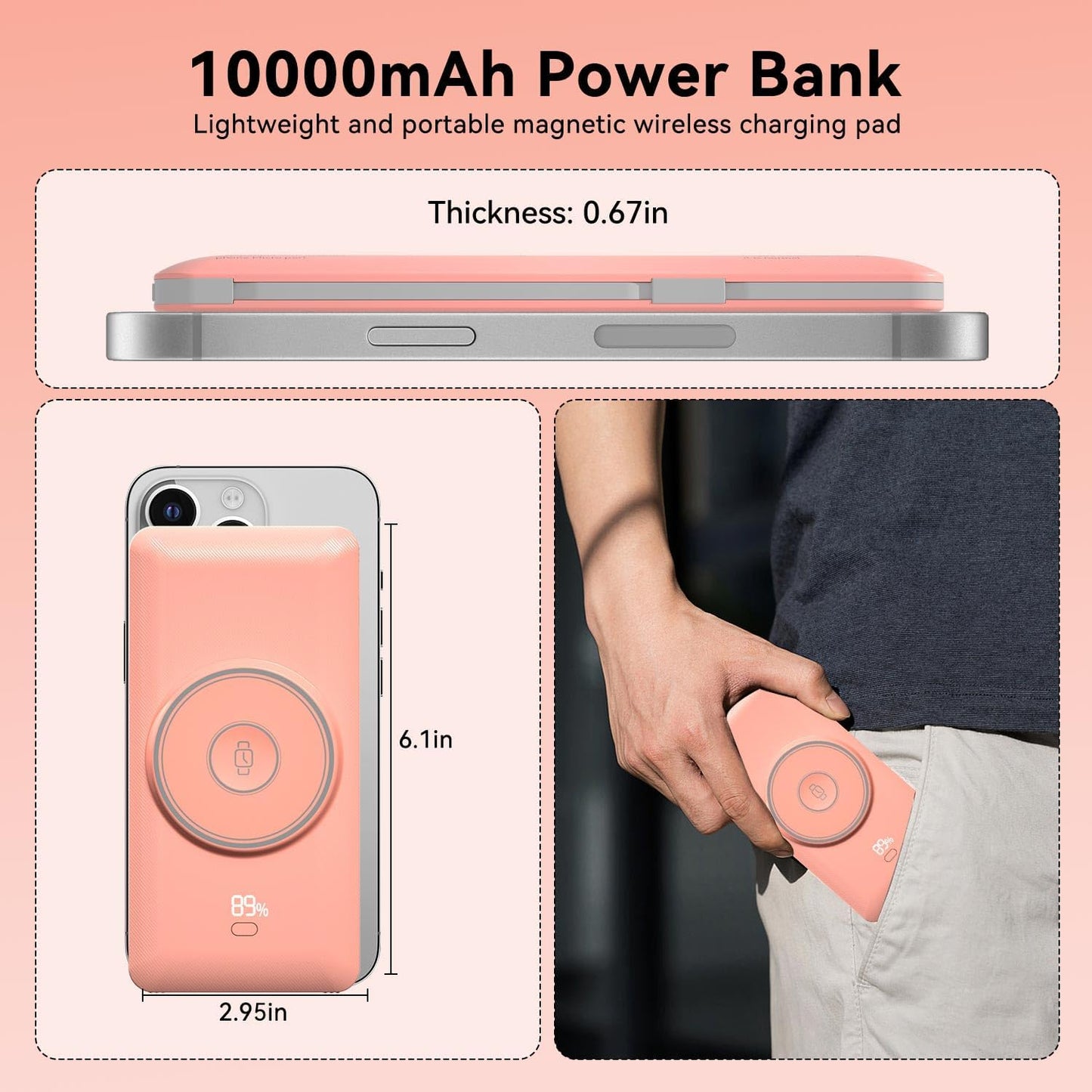 LUCKYFELLOW Banco de energía inalámbrico para teléfonos y Apple Wat...