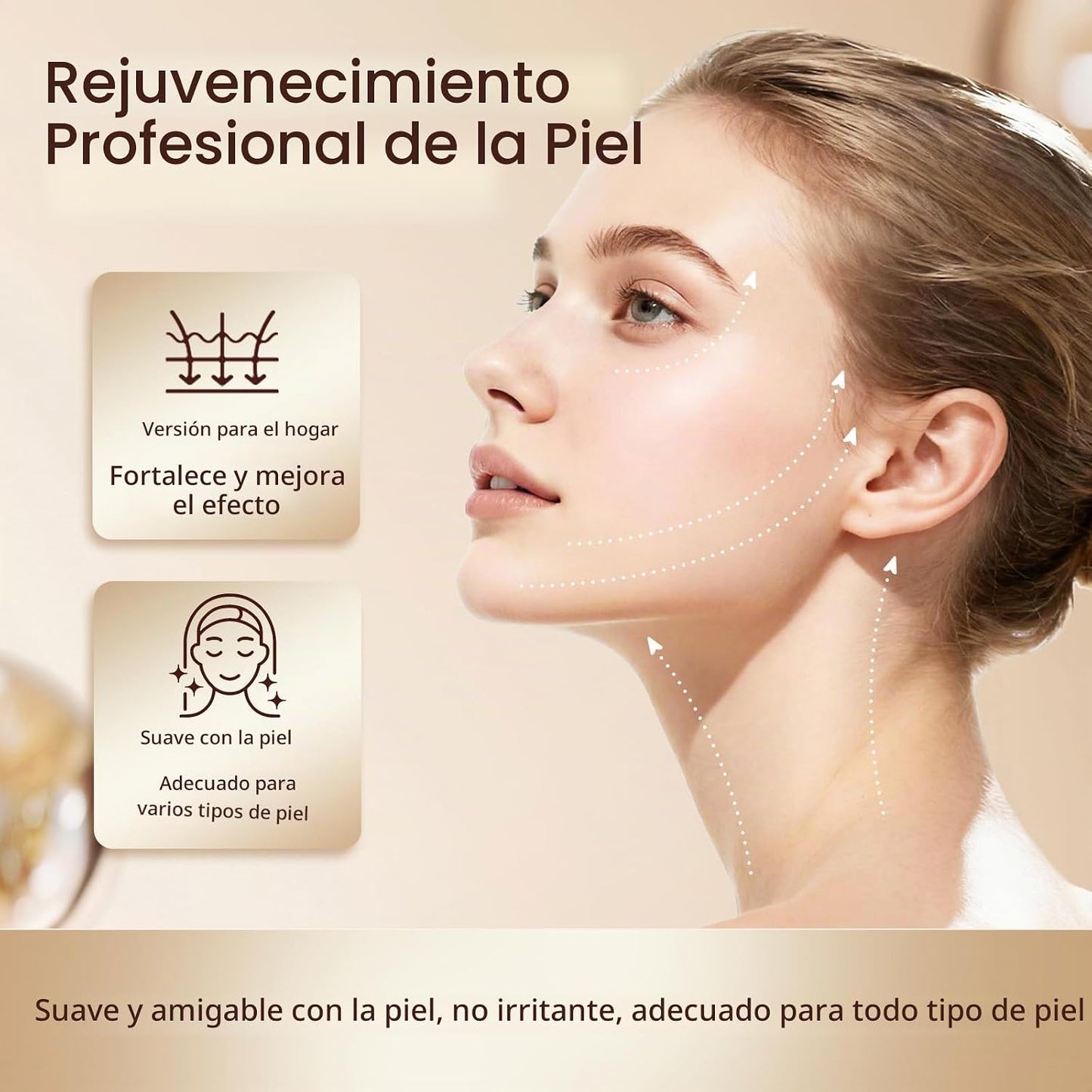 Masajeador facial y cuello, terapia portátil de luz roja para cara,...