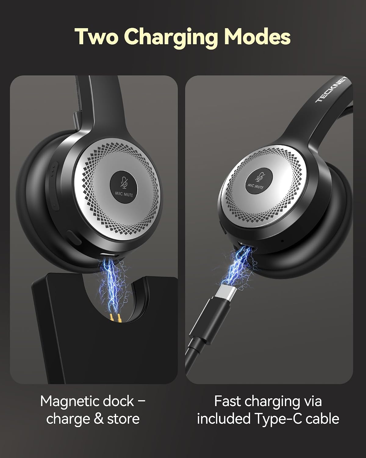 TECKNET Auriculares inalámbricos para trabajo Bluetooth con micrófo...