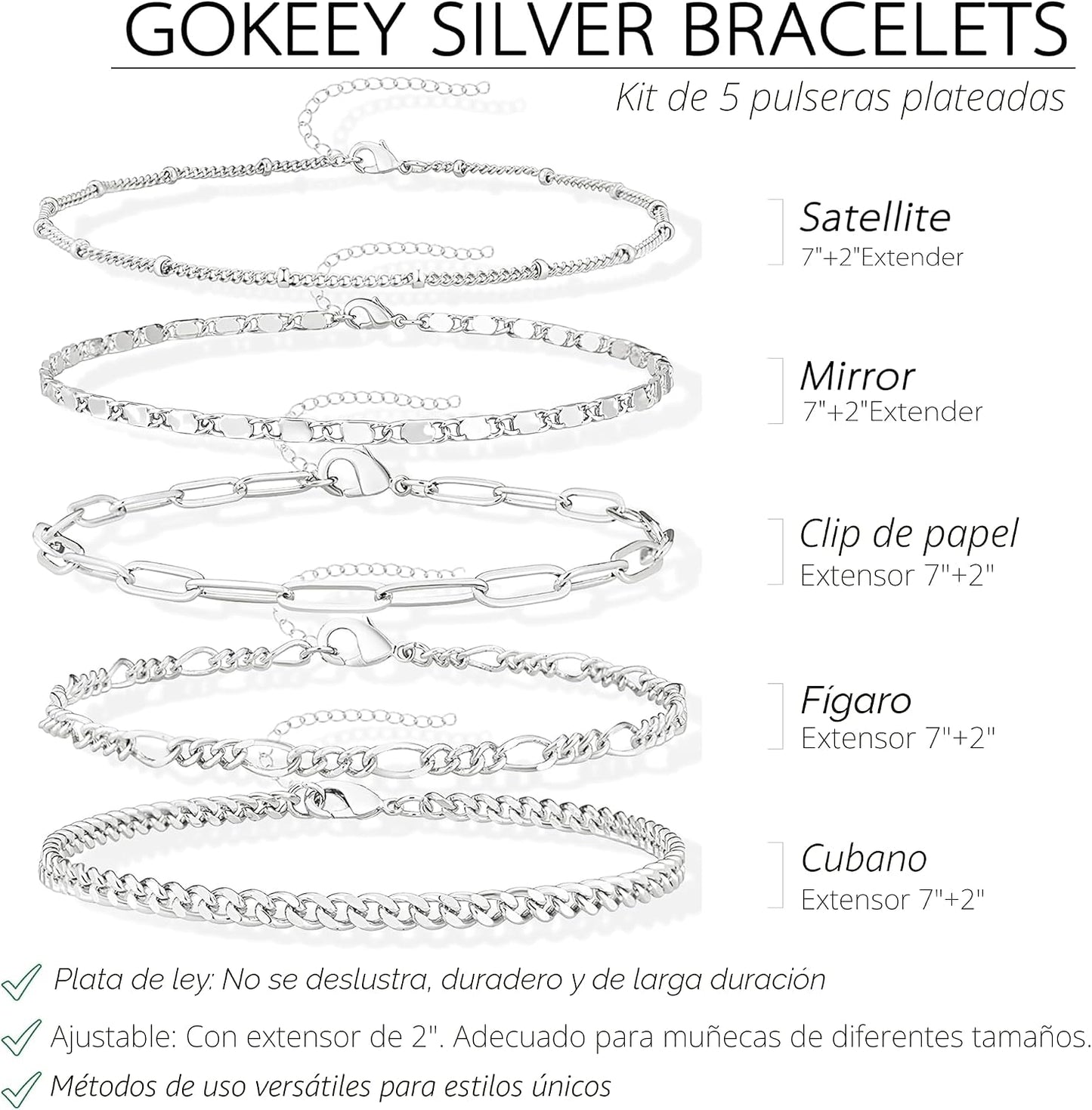 Gokeey Juego de pulseras de oro para mujer, no se deslustran, moder...