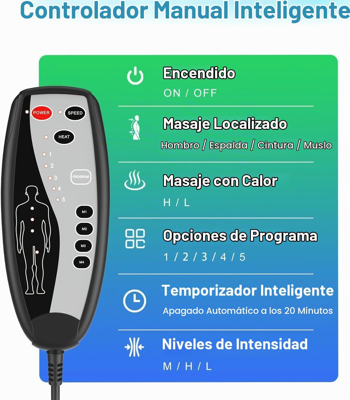 comrelax Masajeador de espalda de vibración para silla con calor, c...