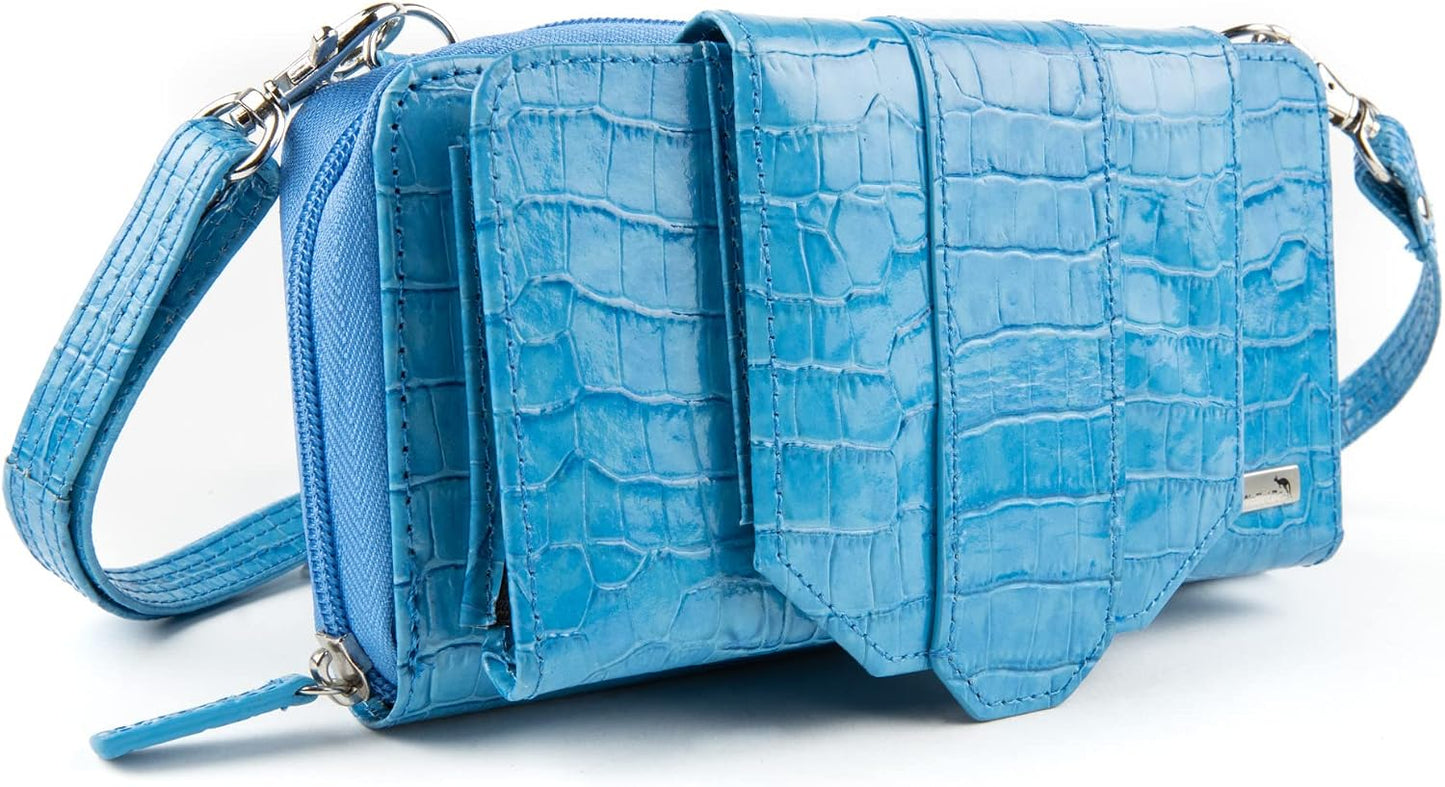 WalletBe Mini bolso cruzado de cuero para mujer con bloqueo RFID Pe...