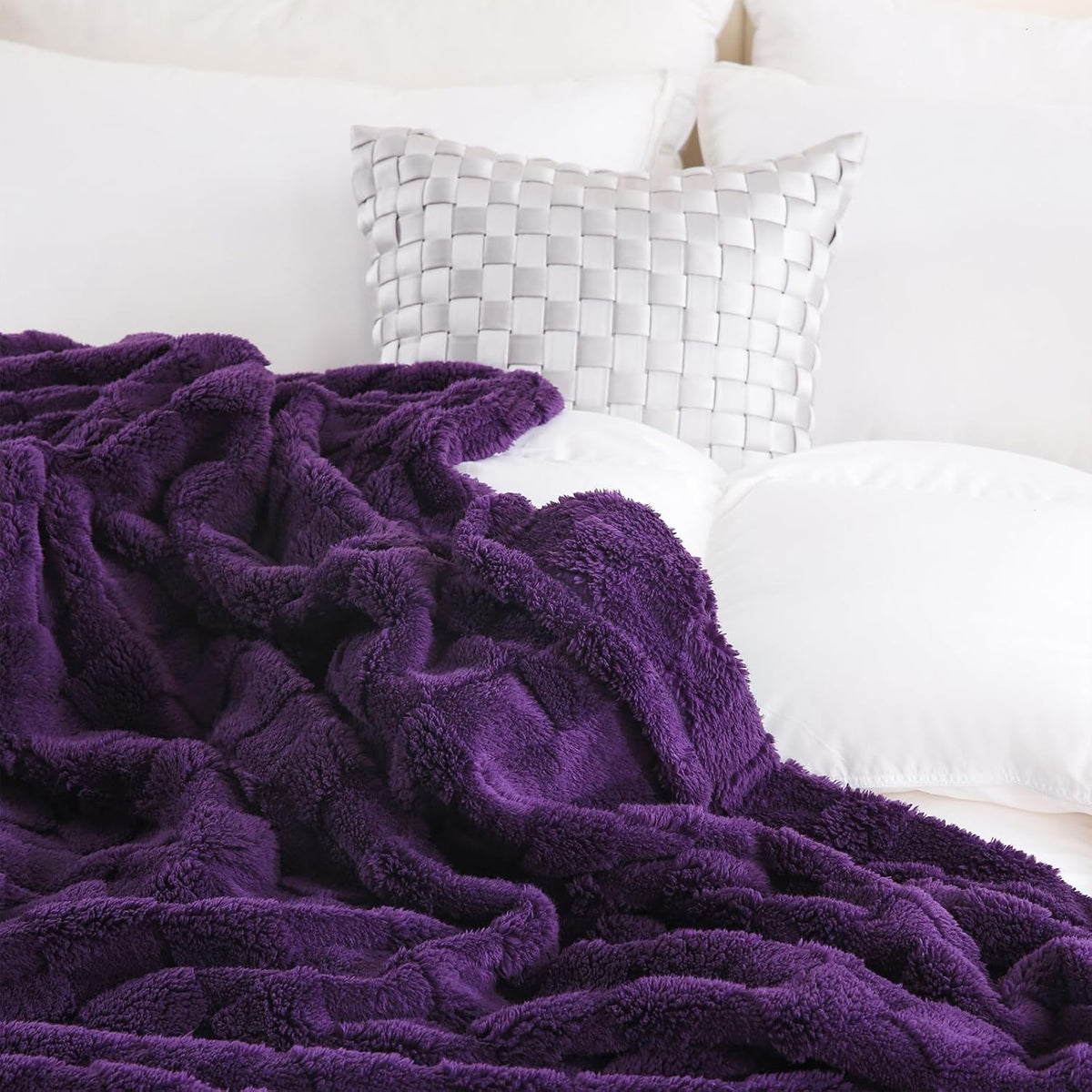 Linecooo Manta de forro polar morado profundo de 50 x 60 pulgadas,...