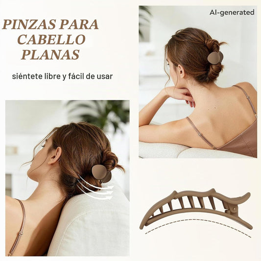 Amlaidu Pinzas de pelo planas medianas para mujer, pinzas de garra...