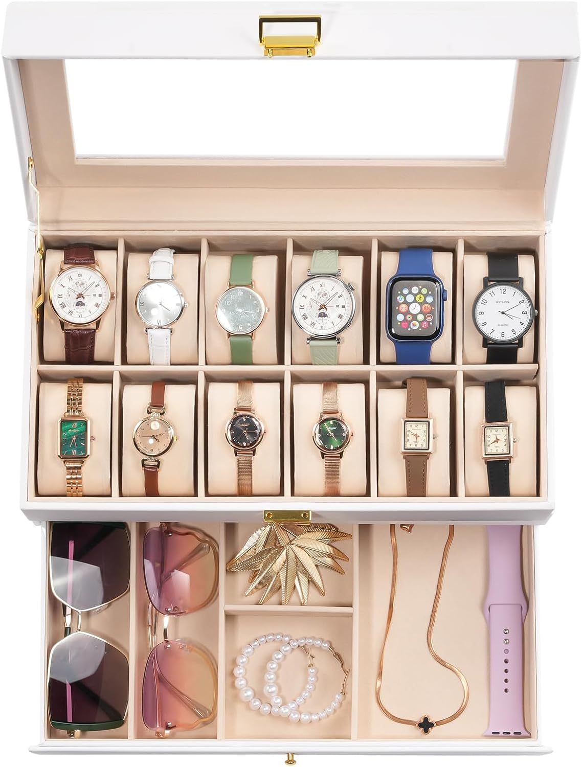 ProCase Caja de reloj, caja de reloj para hombres con 12 ranuras y...