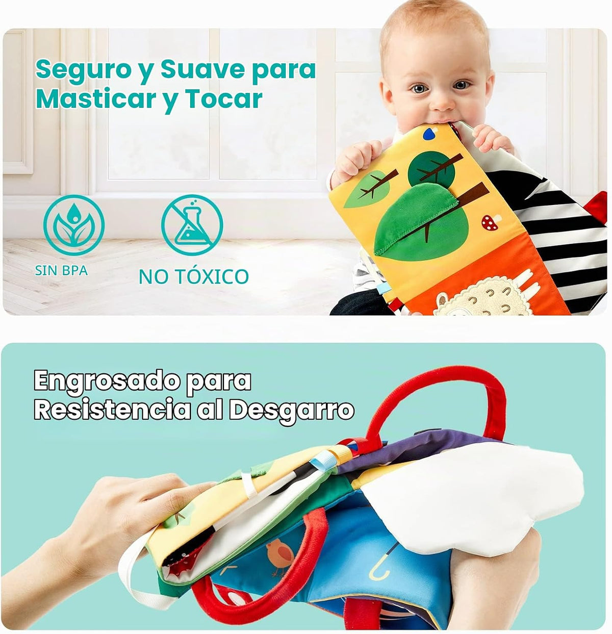 hahaland Baby Books Juguetes para recién nacidos de doble cara de a...