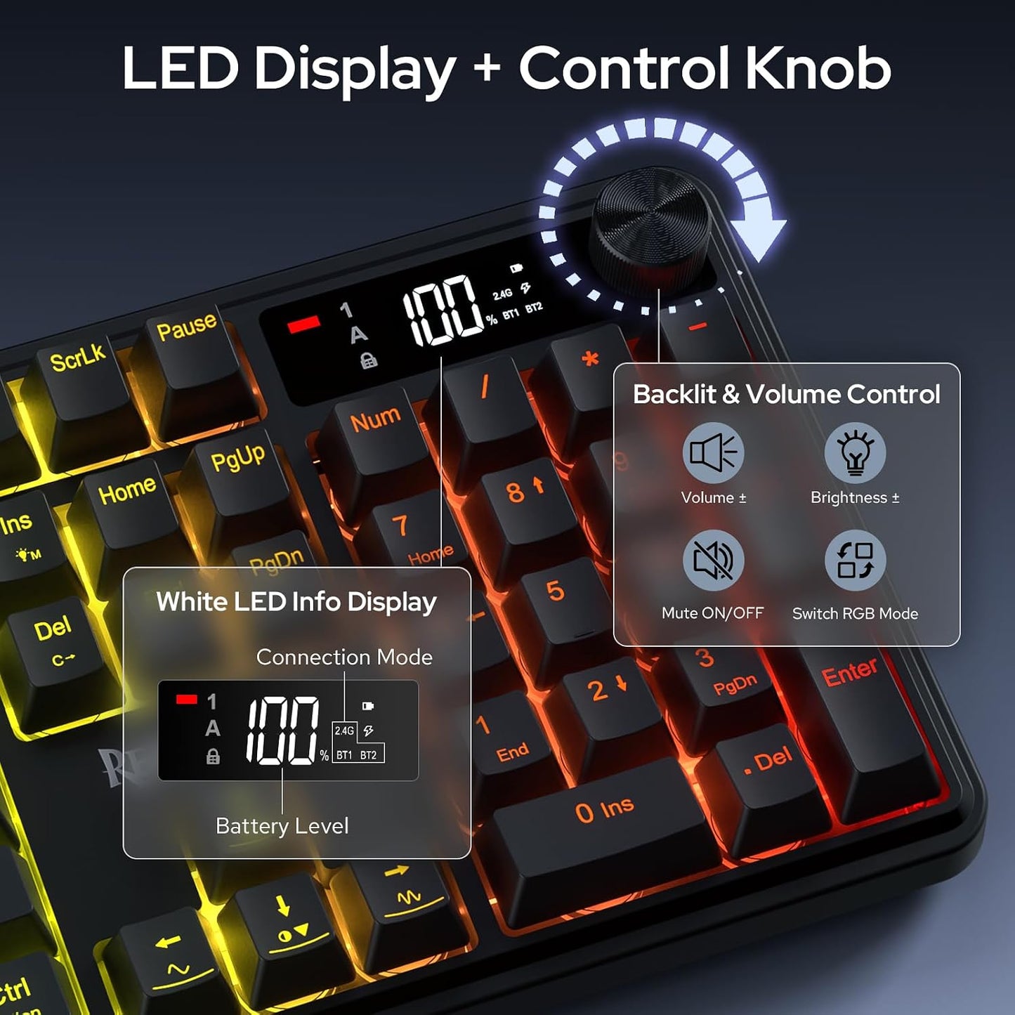 Redragon Combo de teclado de membrana inalámbrico K526 PRO y mouse...