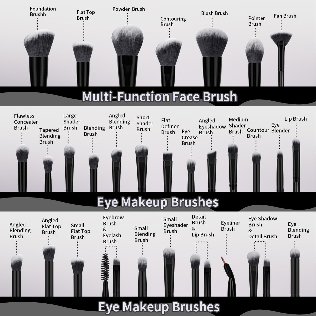 MAANGE Juego de 49 brochas de maquillaje, juego de herramientas de...