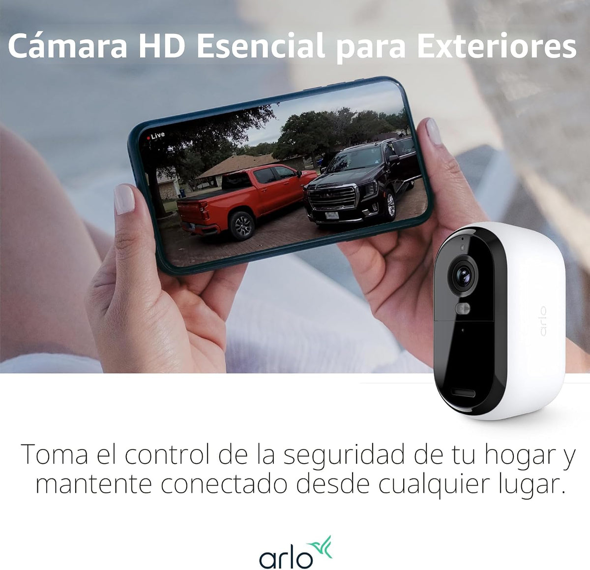 Cámara de seguridad Arlo Essential 1080p HD, para exteriores e inte...