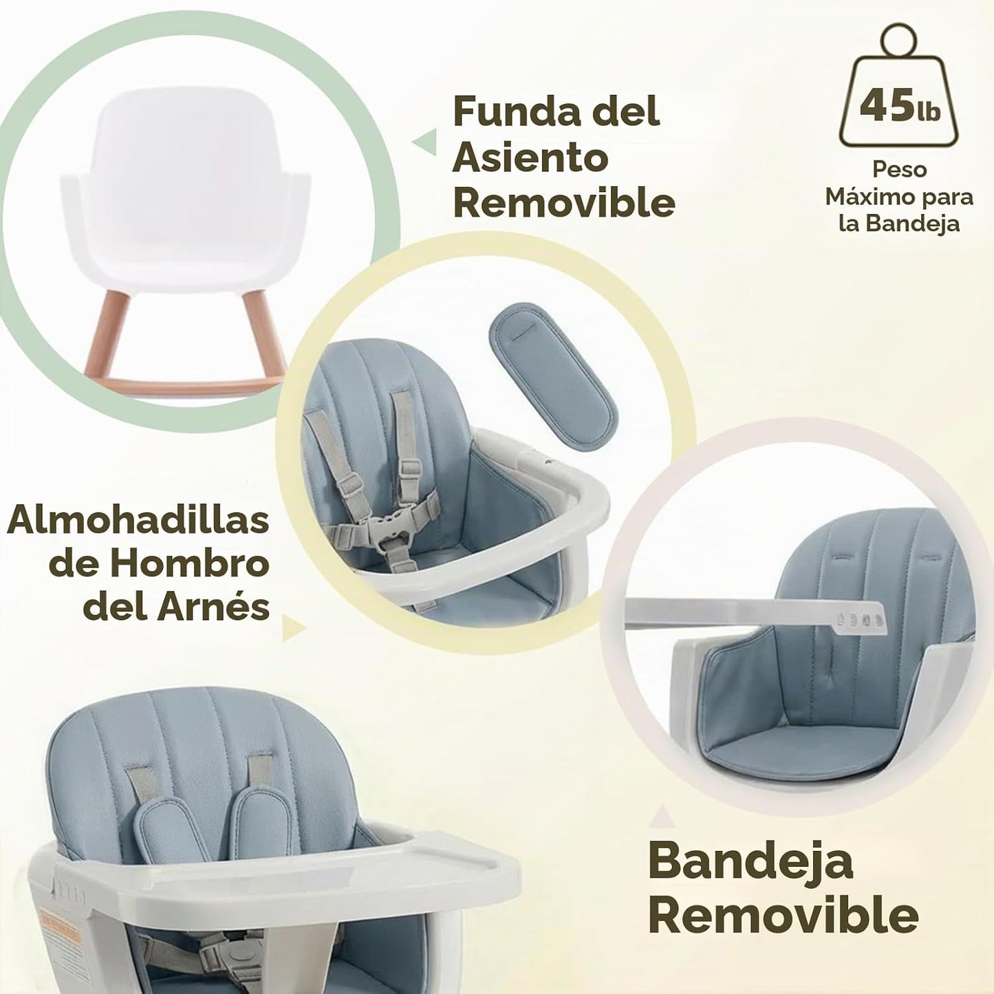 Mallify Silla alta de madera 3 en 1, sillas altas convertibles para...