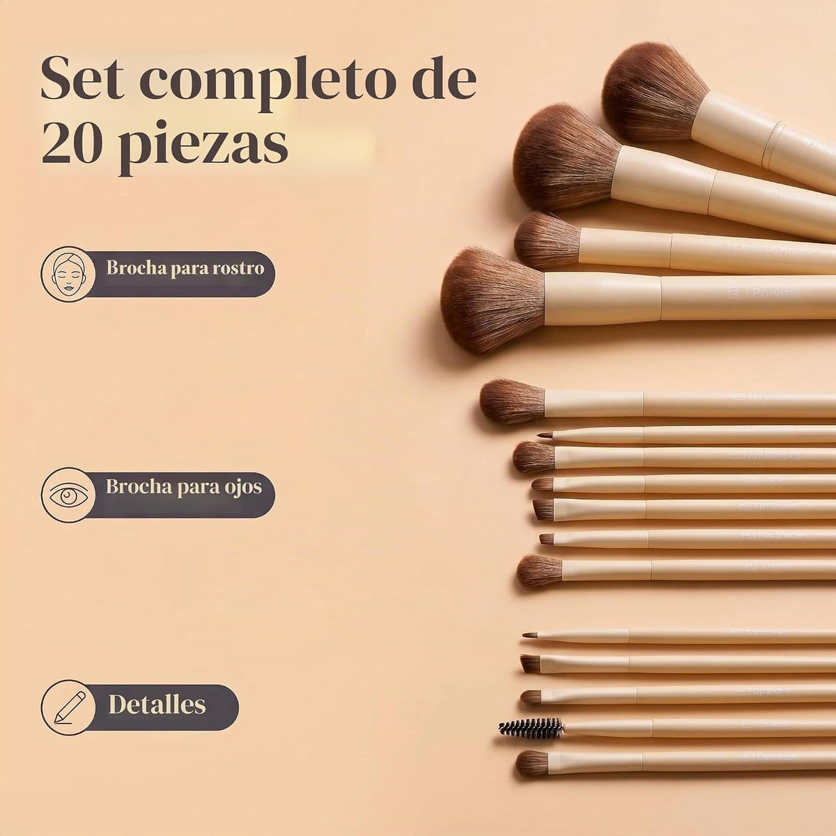 Brochas de maquillaje profesionales BS-MALL con estuche de viaje \u...