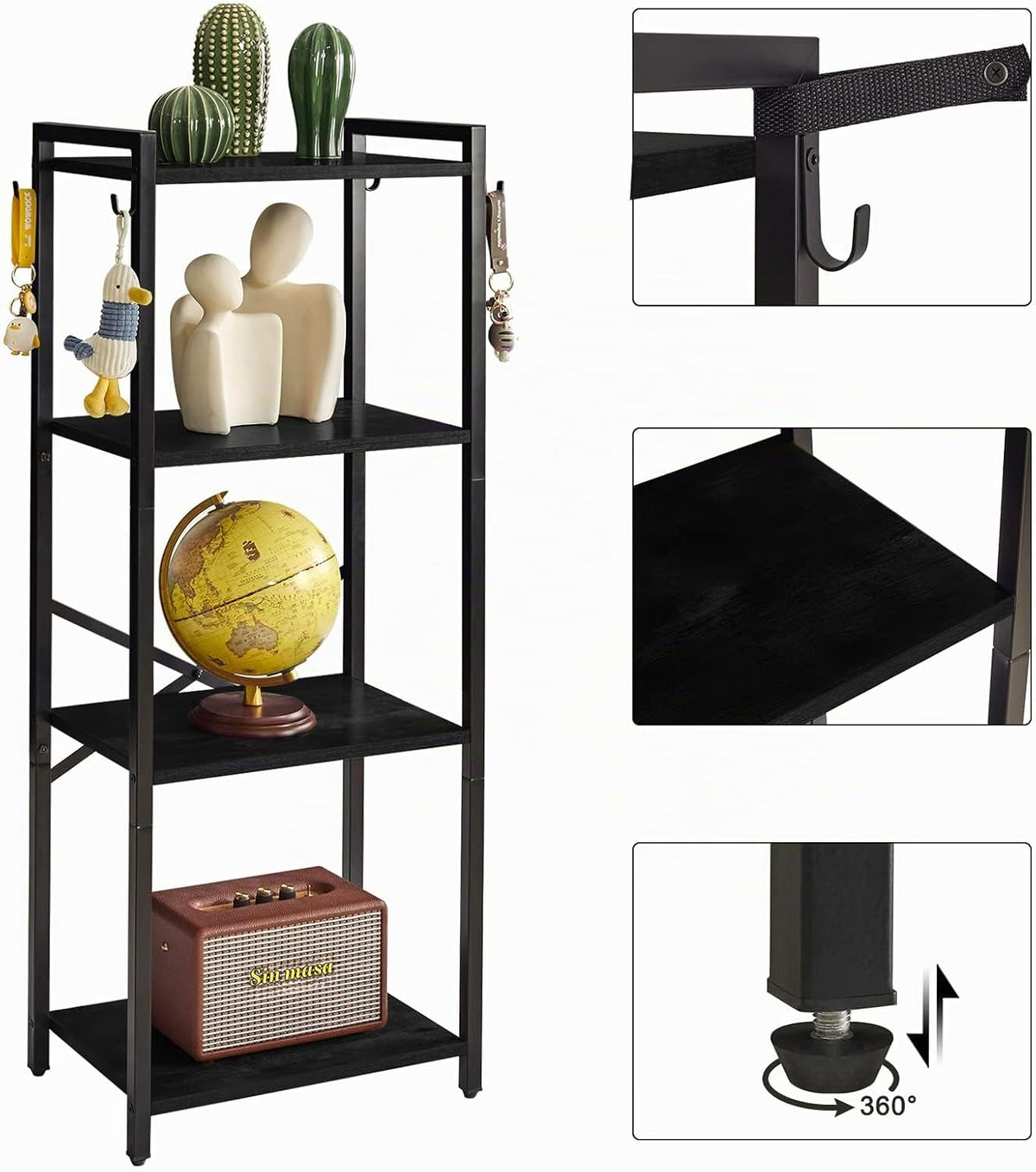 YMYNY Librería, estantería de escalera estrecha de 4 niveles, estan...