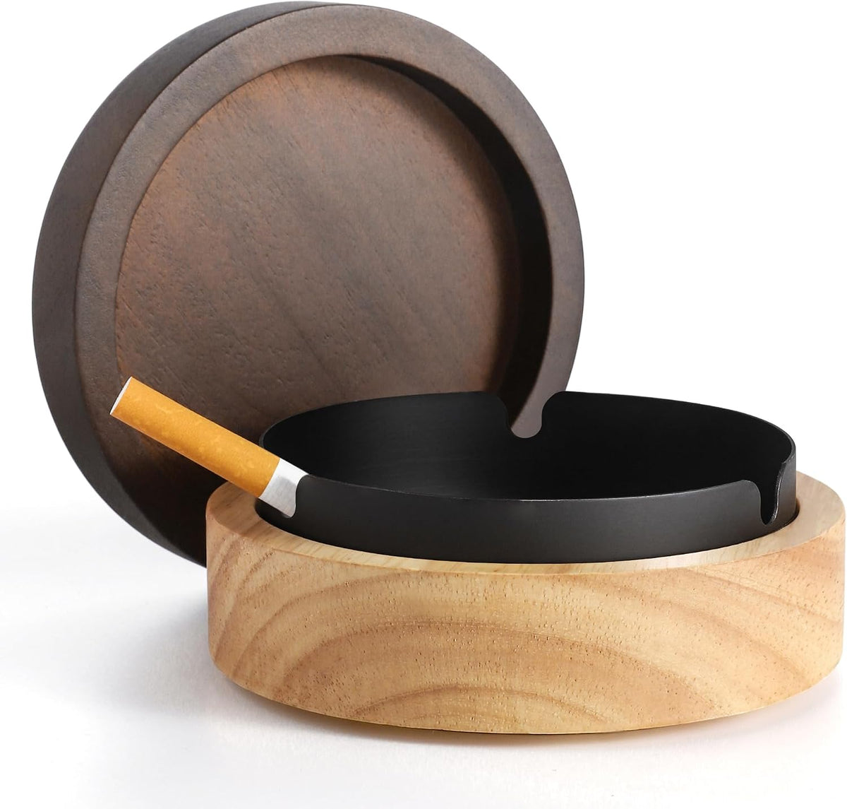 Cenicero lindo para cigarrillos con tapa DDAJJAJ Cenicero de madera...