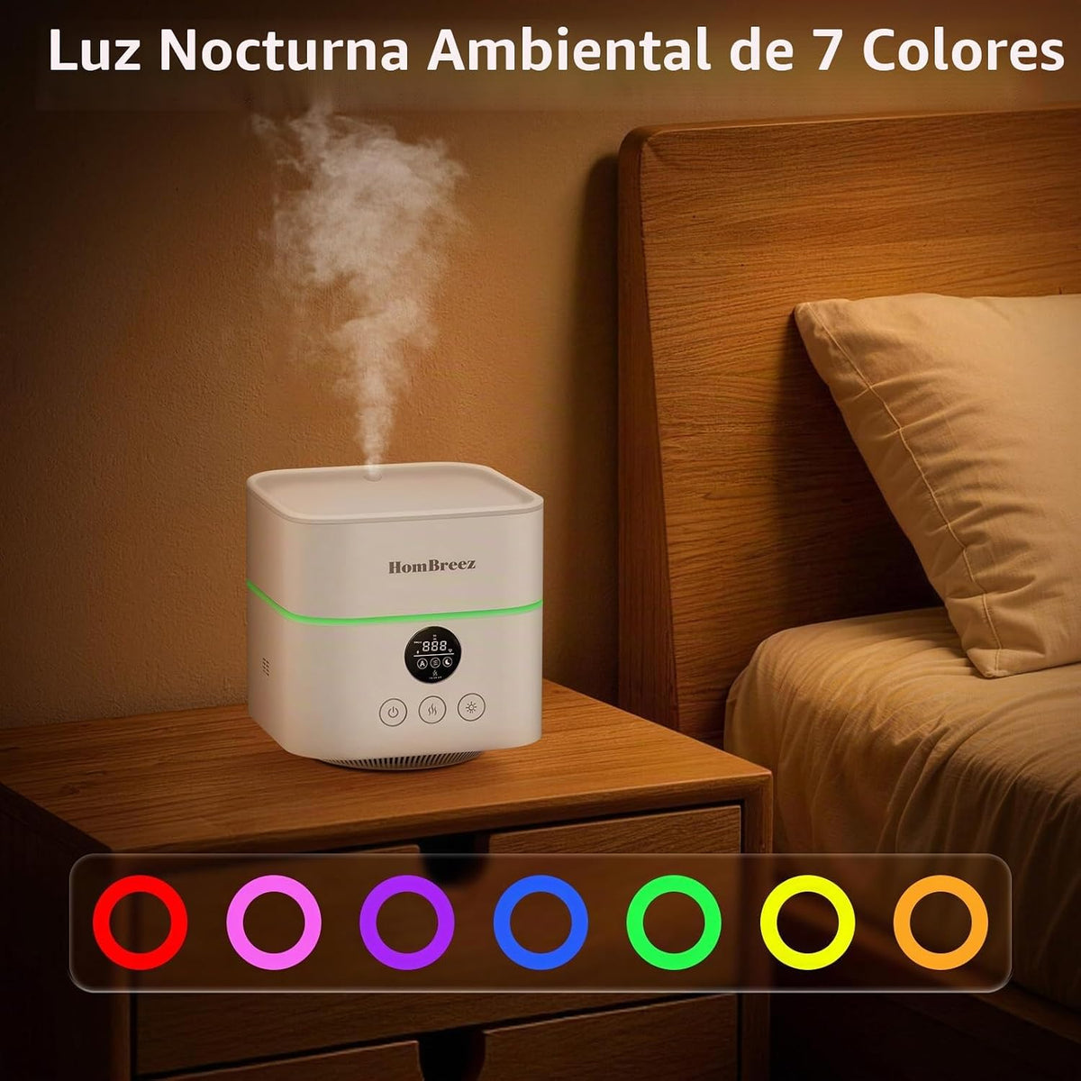 HomBreez Combo de purificador de aire y humidificador para dormitor...