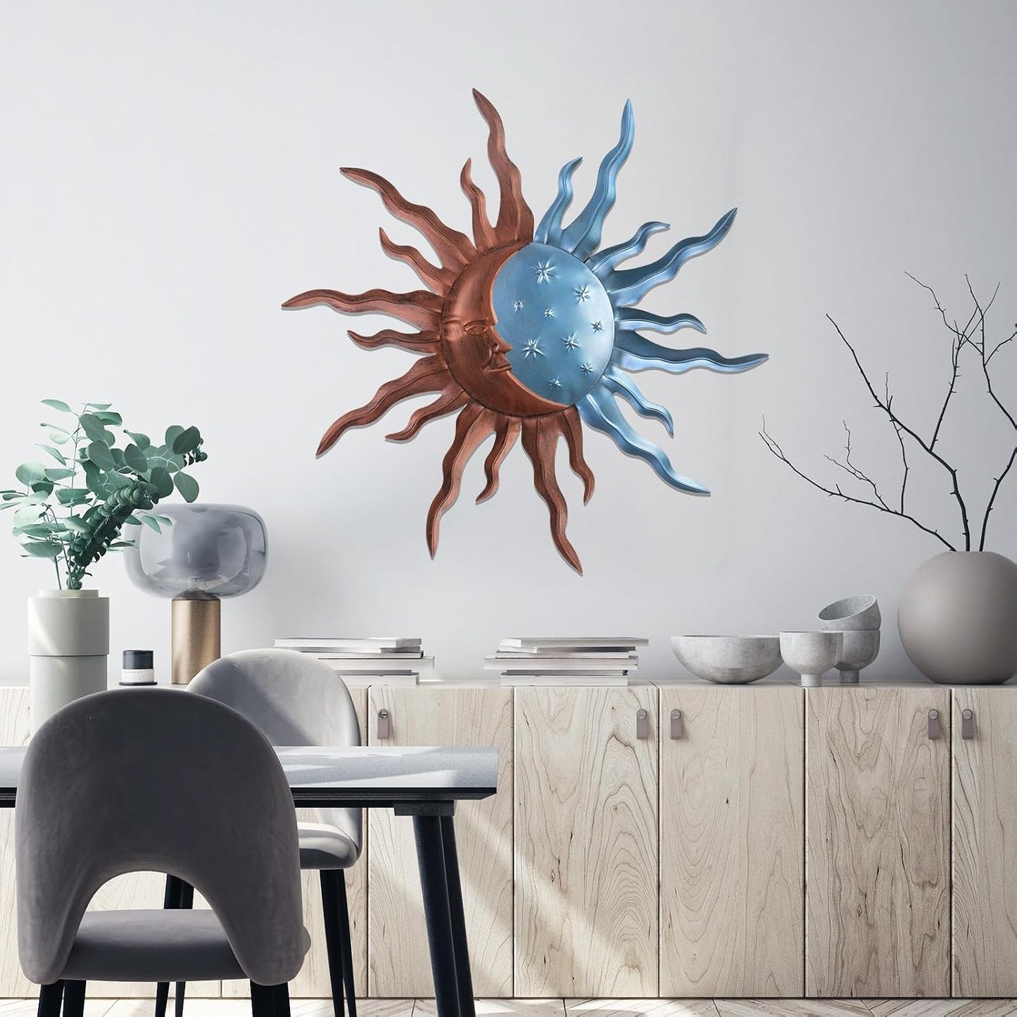 VZVXCC Arte Decorativo de Pared Exterior de Metal Sol - Tamaño Más...