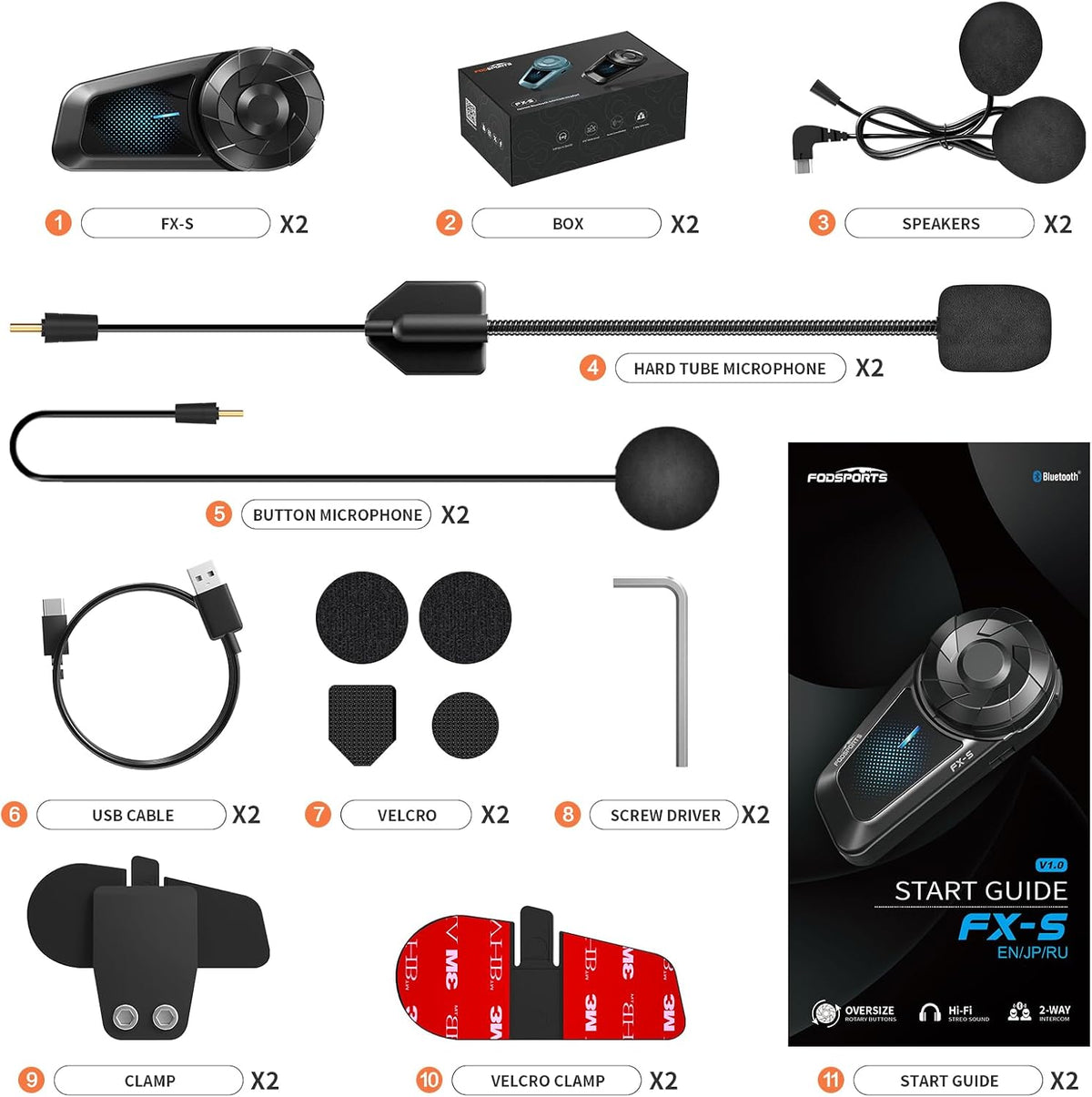 Fodsports FX-S - Auriculares Bluetooth para motocicleta V5.4, siste...