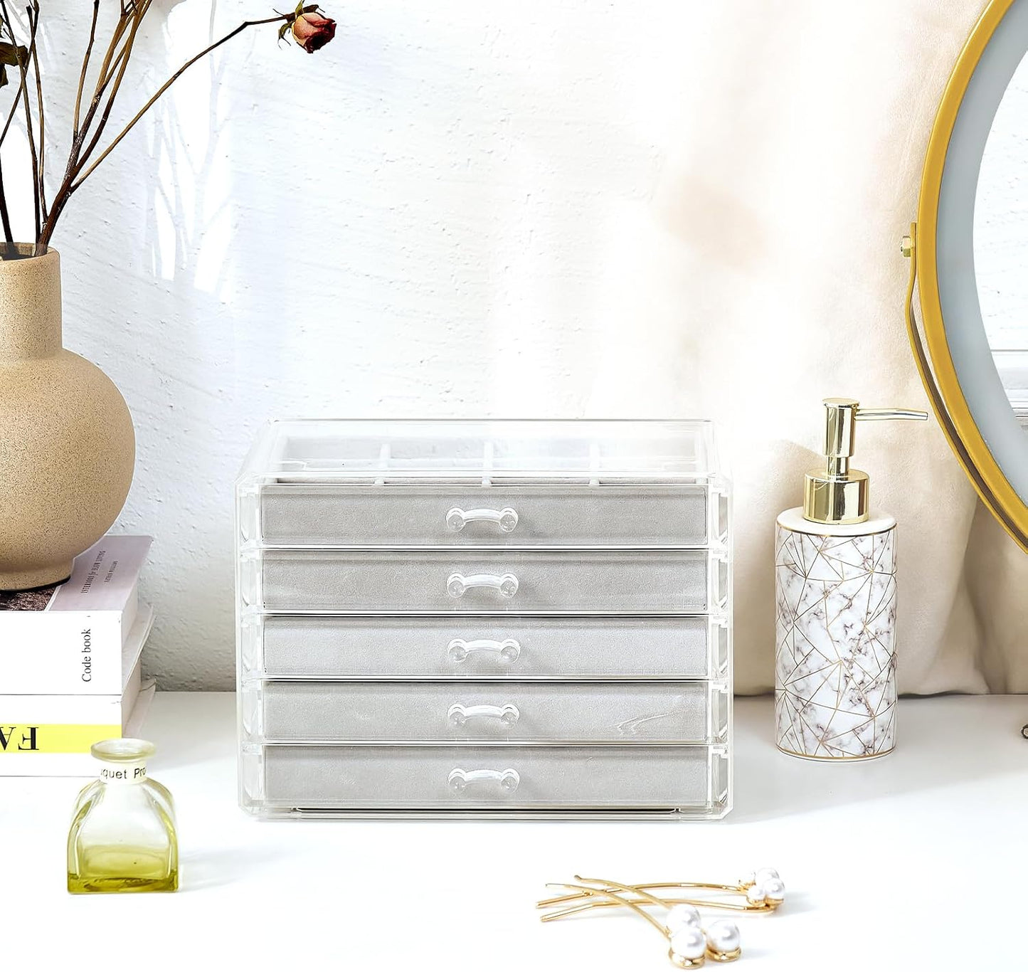 ProCase - Organizador de aretes con 5 cajones, joyero de acrílico t...