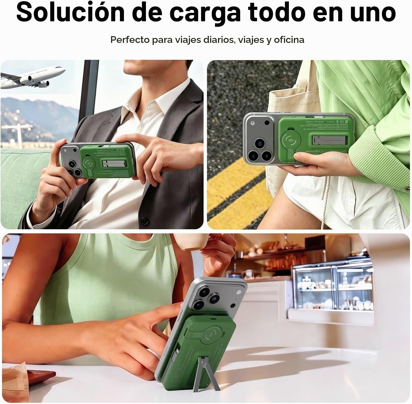 Q Cargador portátil inalámbrico magnético de 10,000 mAh, batería ex...