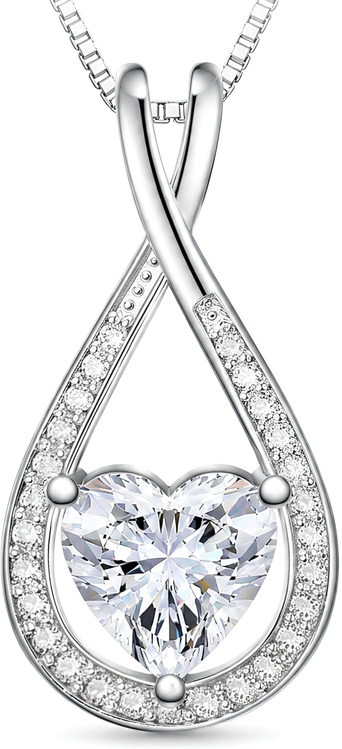 YAVENTI Collar de moissanita con corazón infinito para mujer, 1-4 C...