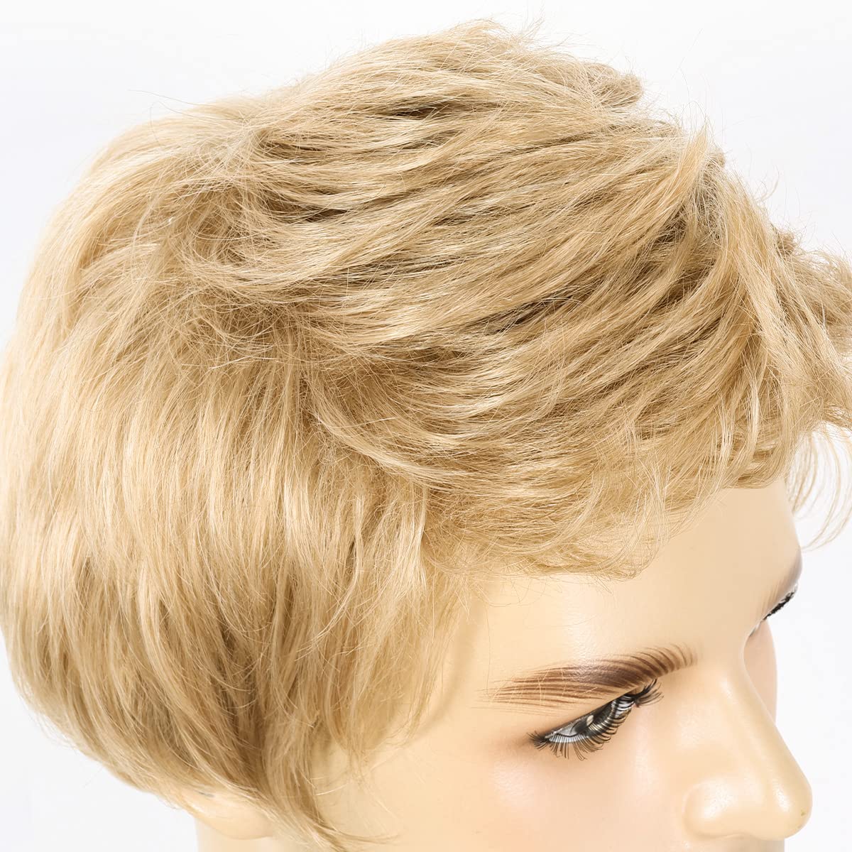 BEAUTY FLAG - Peluca rubia para hombre de cabello corto y liso sint...