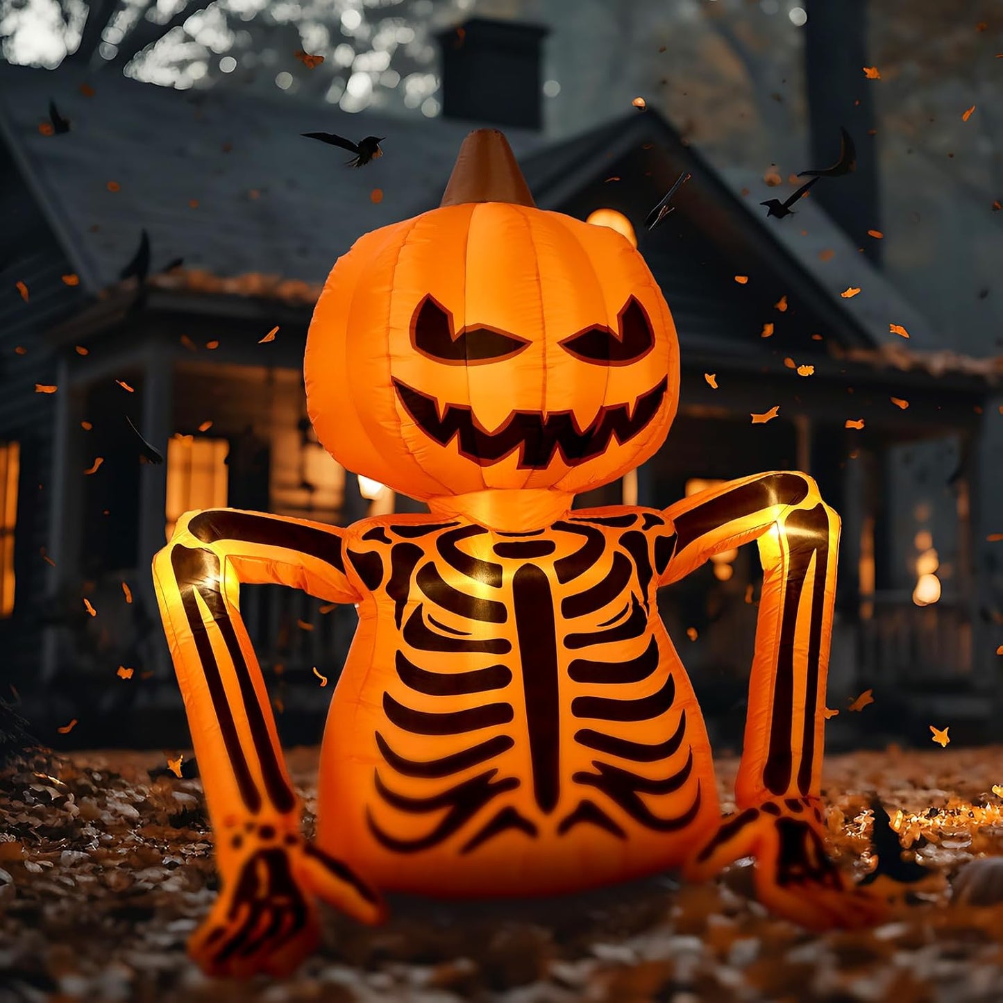 Leyndo Decoración inflable de calabaza de Halloween de 5.6 pies par...
