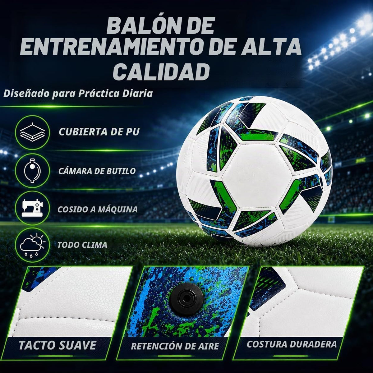 Balón de fútbol tamaño 5 tamaño 4 con bomba, balón de entrenamiento...