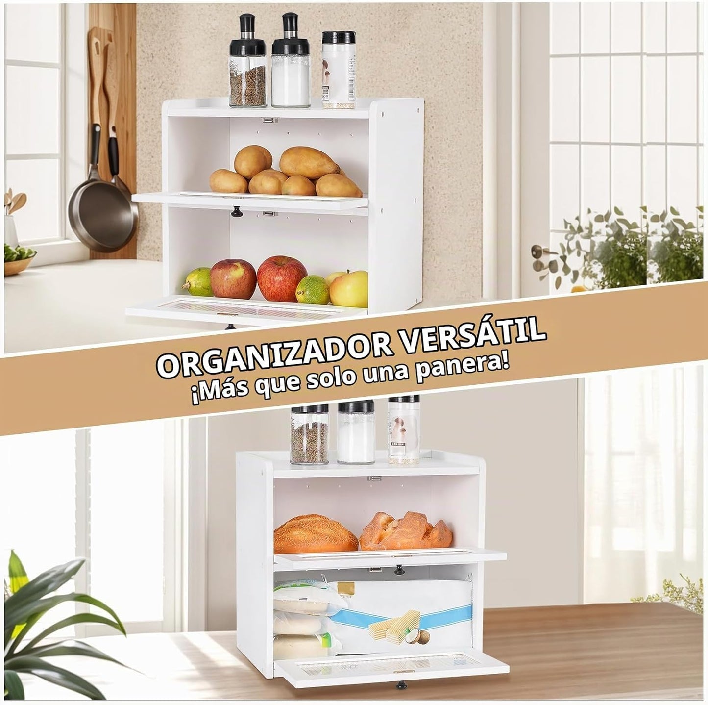 Sunhoo Panera para encimera de cocina, contenedor de almacenamiento...