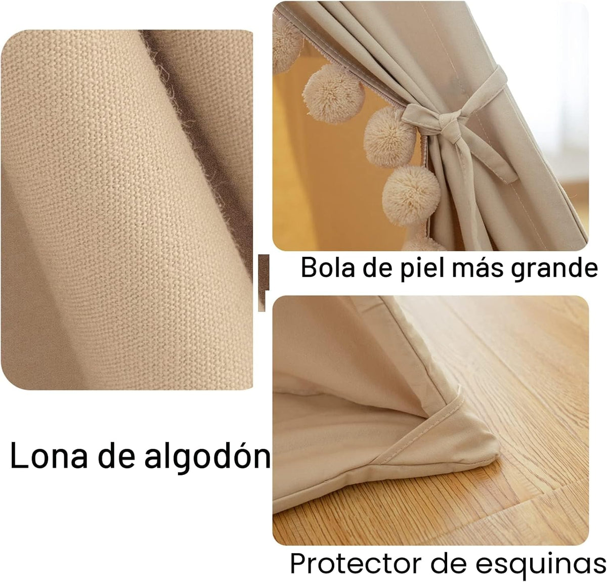 Tipi para niños, carpa de interior con alfombra de piso, bolsa de t...