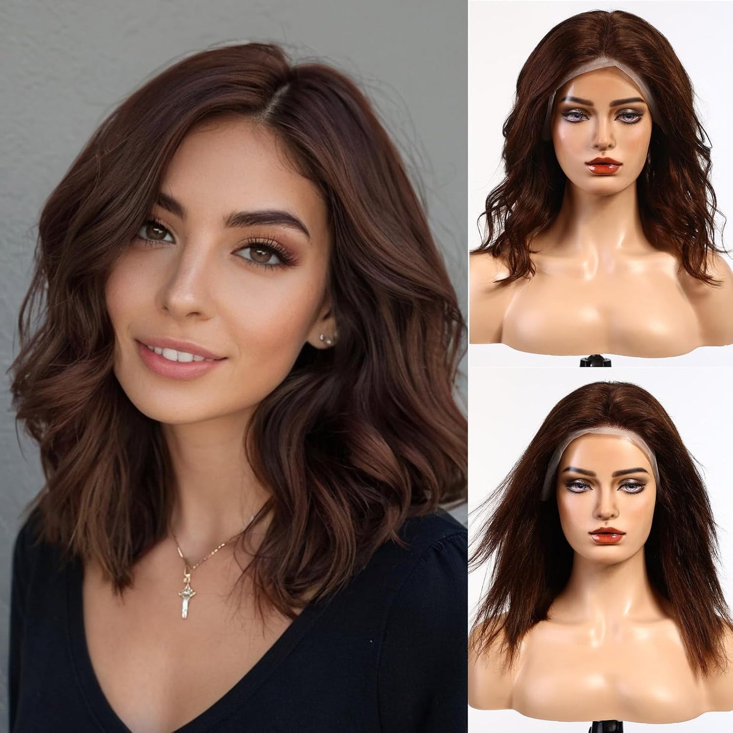 starluck Pelucas de cabello humano con encaje frontal, pelucas de c...