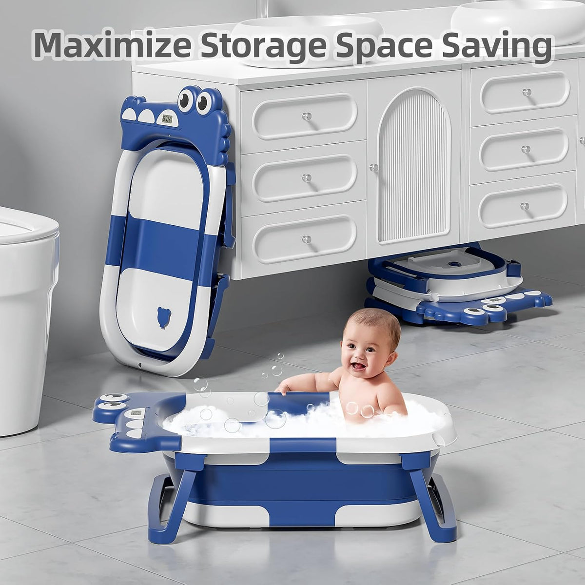 MoreFeel Bañera plegable para bebé recién nacido con termómetro y 1...