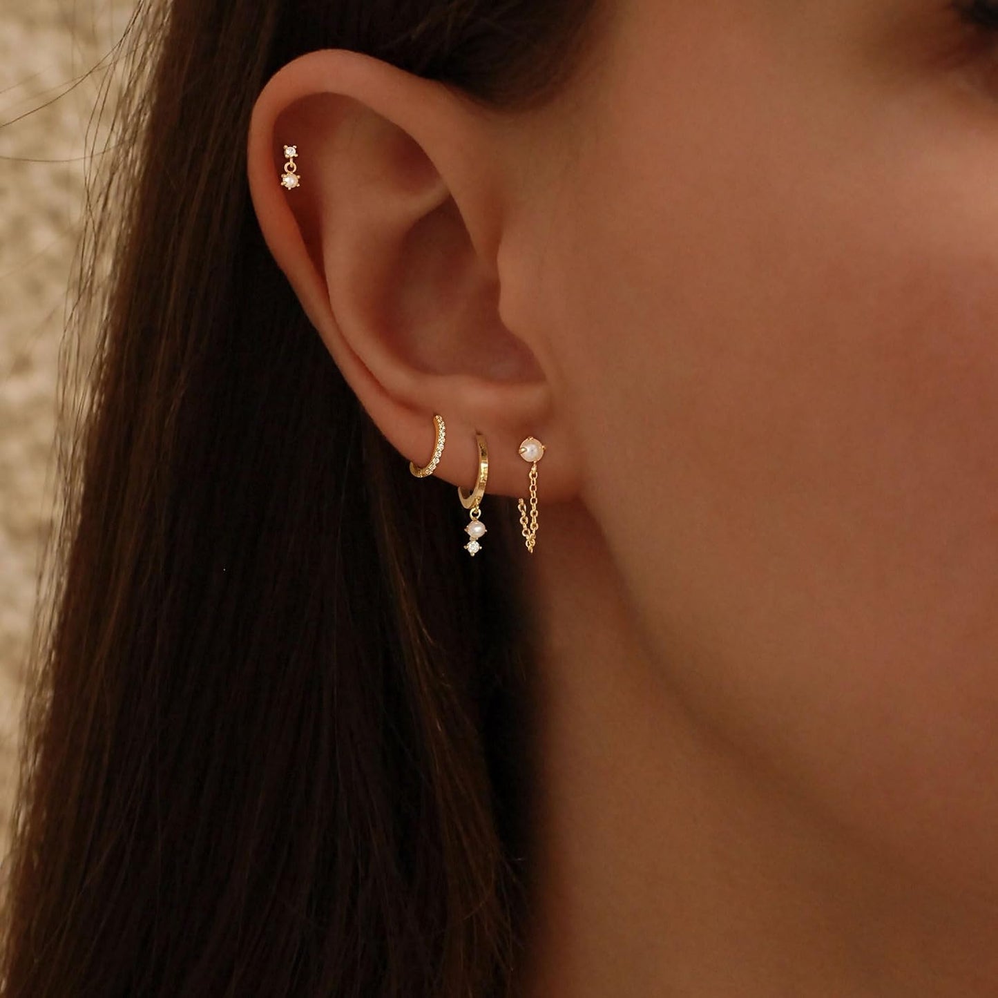 SELSHE Aretes chapados en oro para mujer, chapados en oro de 14 qui...
