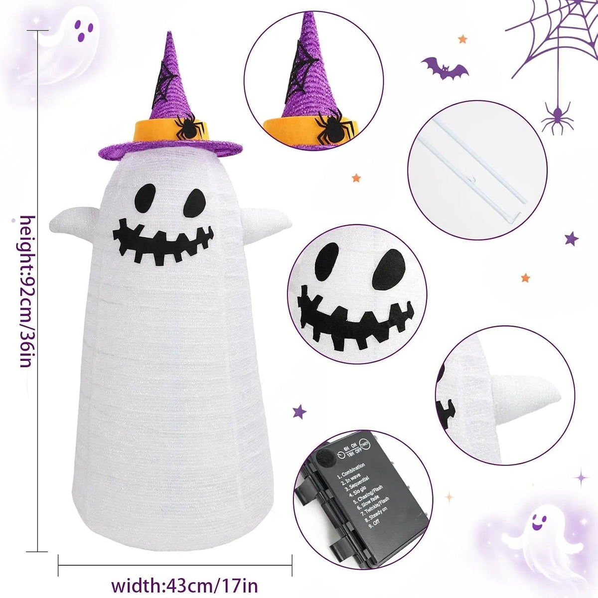 Decoraciones de fantasmas de Halloween plegables para exteriores, d...
