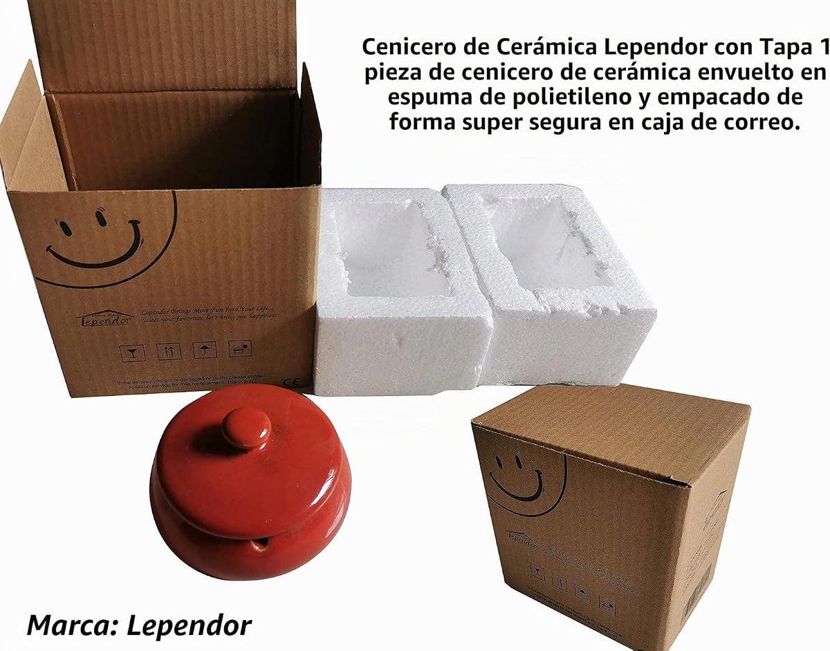 Lependor Cenicero de cerámica con tapas, a prueba de viento, para u...