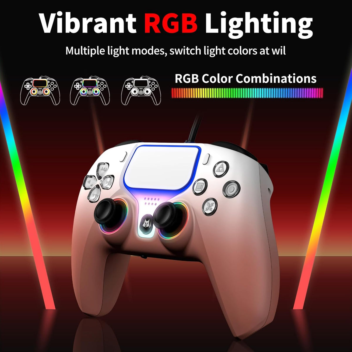 Paquete de 3 controladores con cable NBCP para PS5\/PS4\/PC: incluy...