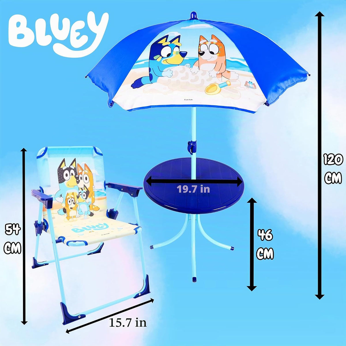 Toyland® Bluey &amp; Bingo - Juego de mesa y sillas de patio, 1 mes...