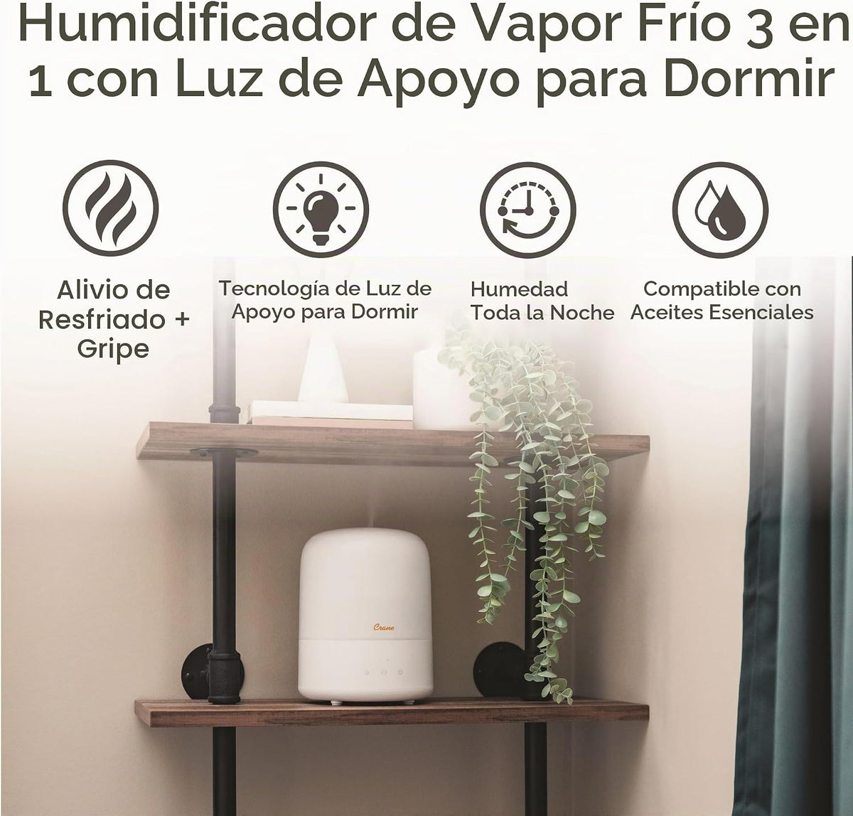 Crane Top Fill - Mini humidificador para dormitorio y guardería, di...
