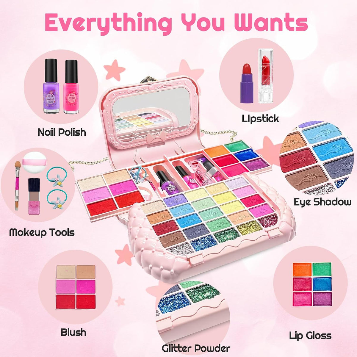 Kit de maquillaje infantil para niñas, juegos de maquillaje lavable...