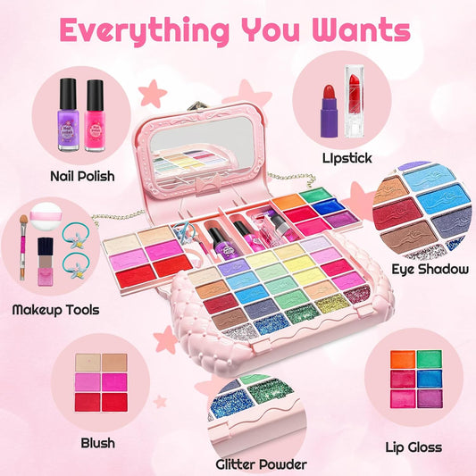 Kit de maquillaje infantil para niñas, juegos de maquillaje lavable...