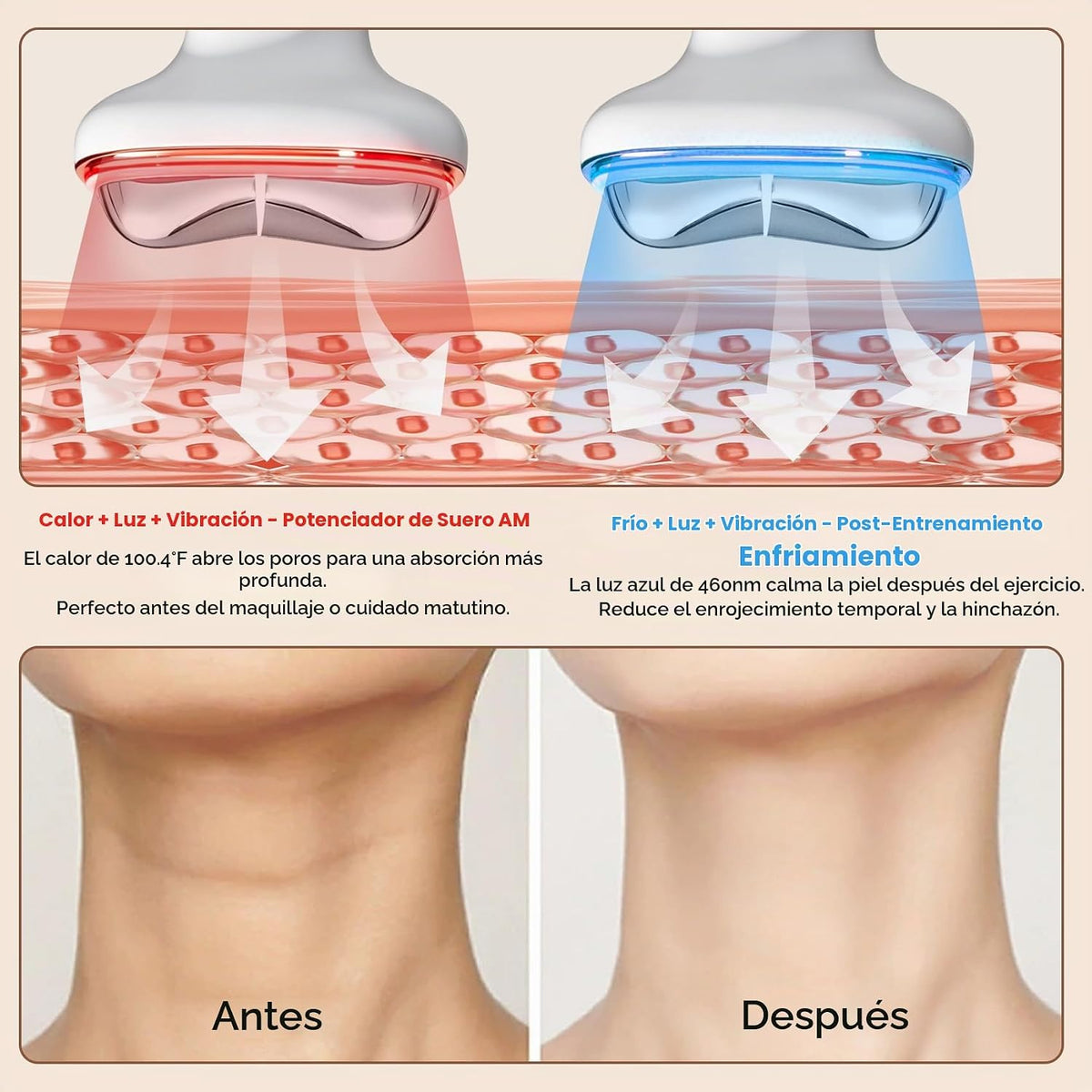 YueLi Dispositivo facial de microcorriente con luz roja, masajeador...
