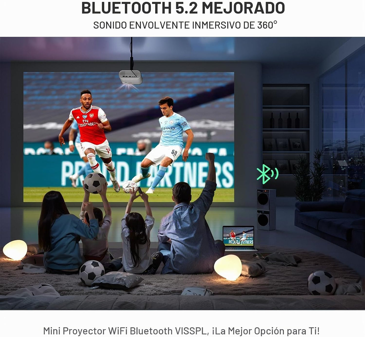 Mini proyector con WiFi y Bluetooth, proyector VISSPL FHD 1080P, pr...