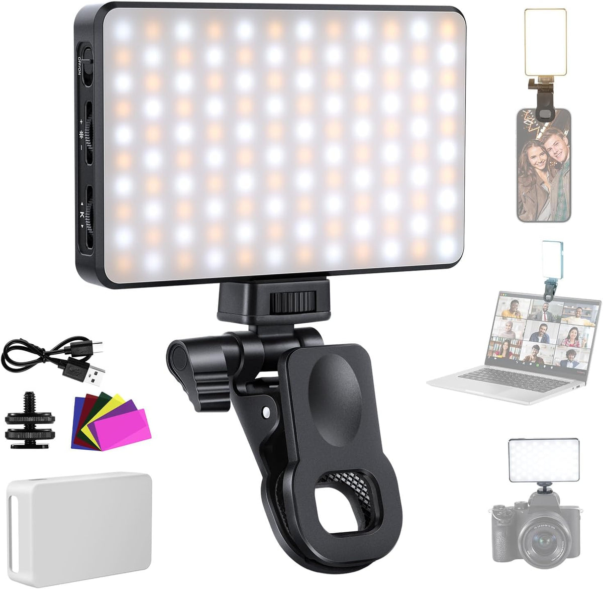 NEEWER Basics - Luz LED para teléfono selfie, recargable de 2500 a...