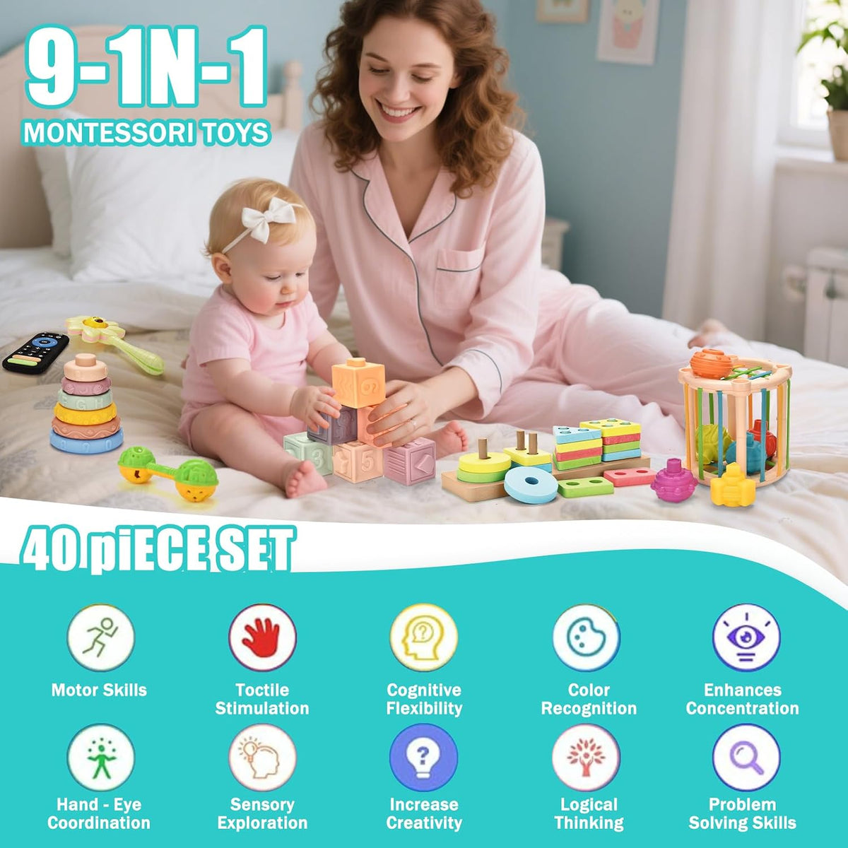 Juguetes para Bebés de 6 a 12 Meses 9 en 1 Montessori Juguetes de D...